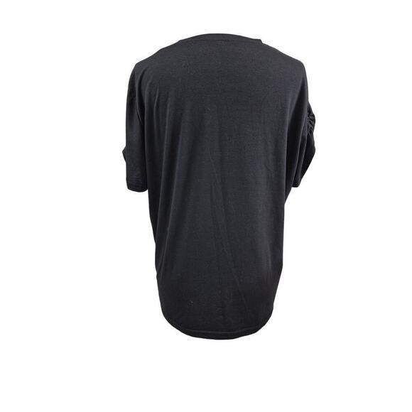 Unisex Black Novelty T-shirt Ramen Noodle Eating Kitty Cat Cinched Sleeve Sz L - Picture 3 of 6